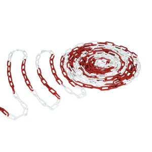 Kunststoff Absperrkette rot-weiß 50m x 6,0mm Stärke